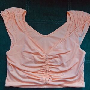 New Free People Movement Breathe Deeper Crop Tank, Pastel Peach, L